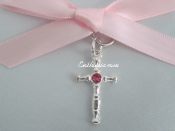 34G. Girl's Witness Pins with Pink Center Cross Pendant